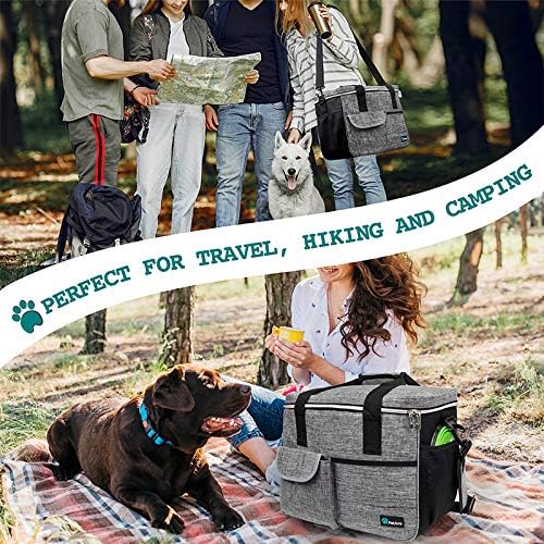 PetAmi Dog Travel Bag Organizer, Pet Travel Kit with 2 Food Containers & 2 Collapsible Dog Bowls, Pet Supplies Tote with Luggage Sleeve, Weekend Road Trip Camping Essentials, Gray, Large - Image 6