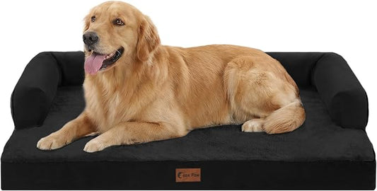 Waterproof Orthopedic Dog Bed for Extra Large Dogs, 41x27in, Black | Orthopedic Foam Relieves Joint Pressure, Bolsters Supports Head And Neck, Washable Cover, Non-Slip Bottom by CasaPaw