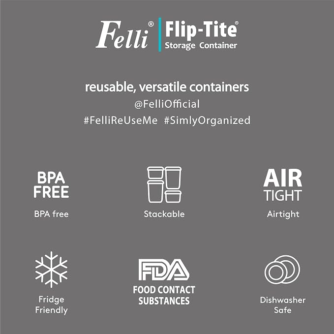 Felli Flip Tite Acrylic Food Storage Container with Lid 6” XL Air Tight Ring Seal Flip Lock, Plastic Kitchen Baking Canister for 5 lb Flour Sugar Rice Protein Powder Pantry Organizer (Nest-L Black) - Image 8