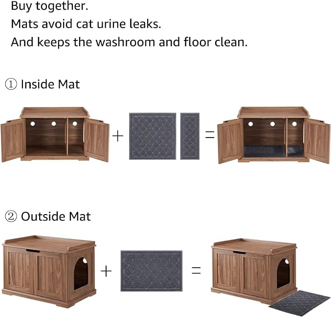 unipaws Cat Litter Box Enclosure Furniture, Hidden Litter Box Cover | Cat Washroom, Cabinet for Large Cat, Dog Proof Cat Litter Boxes, Hideaway Litter Box, Cat House - Image 7