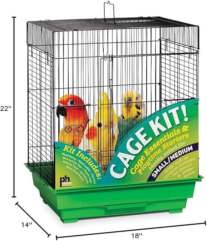 Prevue Pet Products Square Roof Bird Cage Kit - Ideal for Small Birds, Stand Compatible, Simple Cage Assembly, Easy to Clean and Maintain - Black and Green - Image 2