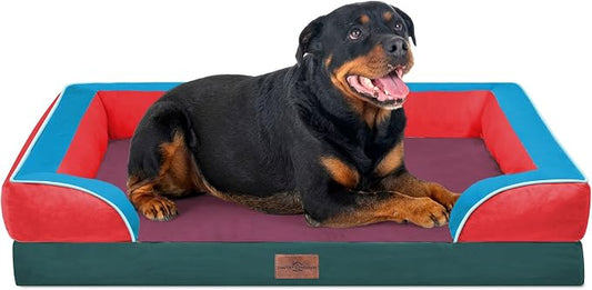 Comfort Expression Orthopedic Dog Bed for Extra Large Dogs with Bolster | Waterproof Dog Couch Bed with Washable Cover & Non-Slip Bottom, Supportive Egg Crate Foam XL Pet Bed, 45x35 Inch by ComfortExpression