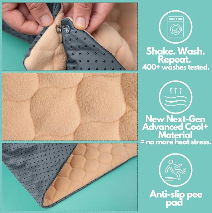 Hopp'd™ HutchLiner 2.0 Premium Guinea Pig Cage Liner Washable Fleece Bedding for Rabbits & Guinea Pigs | Waterproof, Odor Control, Cooling Mat, Anti-Slip Bunny Mat & Pee Pad | Midwest Cages (47x24) - Image 7