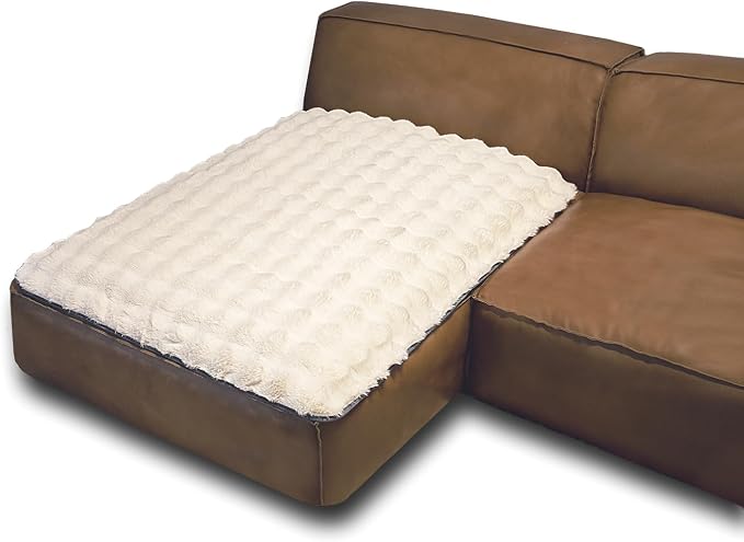 Dogs/Cats Bed Mats, Dog Pad Washable Removable Couch Cover with Anti-Slip Back, Plush Long Fur Mat, Perfect for Small, Medium and Large Dogs.(White-Bubble, 40"x50") by SNUGGLESINTO