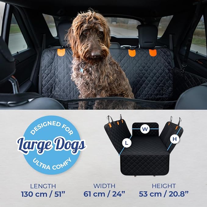 Ruff & Stuff Dog Car Seat Hard Bottom Cover for Back Seat Up to 170lbs | for All Vehicles | Waterproof Scratch-Resistant (Black) - Image 4