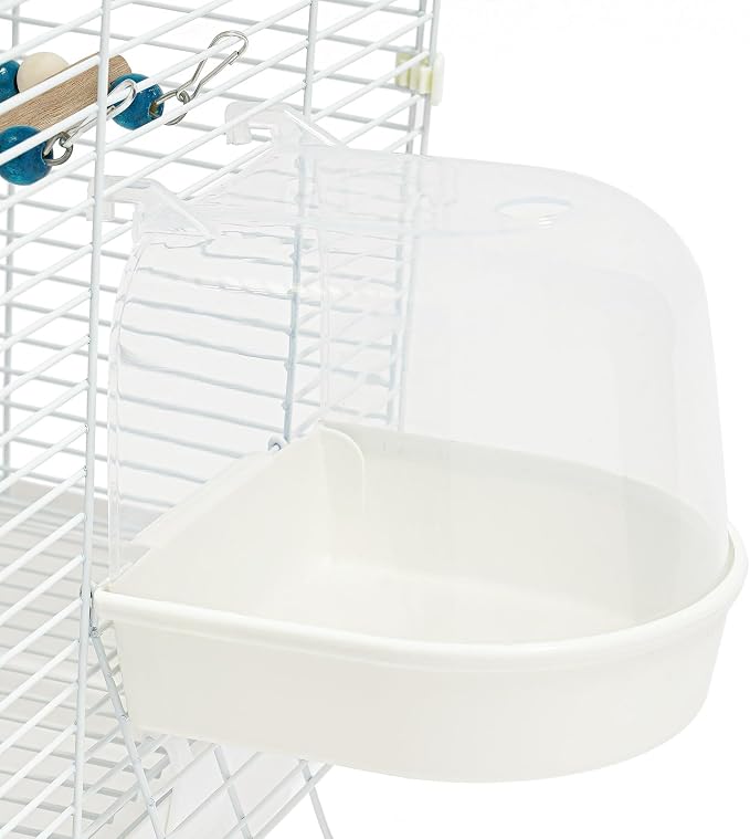 2-Door Wrought Iron Bird Cage Parakeet Cage with Roof, Parrot Cage Pet Birds Flight Cage w/Nest, Interactive Birdcages Bird House Travel Cage for 4-6 Small Birds (30" H, Iron Mesh w/Roof-A) - Image 7