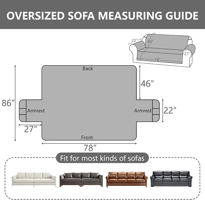100% Waterproof Couch Cover,Straps&Pockets,pet Friendly,78" Coffee | Washable sofa cover, pet-friendly, scratch-resistant furniture protector, quilted sofa cover, reversible, non-slip backing. - Image 2