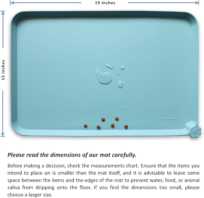 Hoki Found Silicone Non Slip Pet Food Mats - Dog Cat Bowl Placemats - Waterproof for Carpet - Light Turquoise - Image 5
