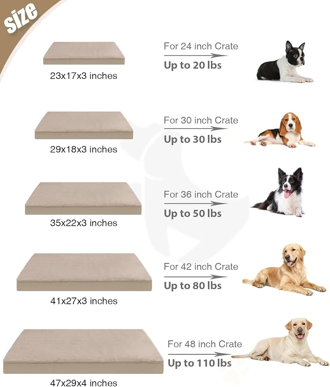 KSIIA Orthopedic Dog Bed for Small Dogs with Waterproof Lining, Khaki,23x17 | Deluxe Soft Plush Dog Crate Bed, Washable Pet Mat with Removable Cover & Egg Crate Foam for Small Dogs Sleeping & Relaxing - Image 6