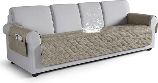 VANSOFY Waterproof Oversized Couch Cover for Pets, Khaki, 72.4" | Non-Slip, Washable, Utility Pockets, Pet Friendly, Furniture Protector Slipcover for 4 Cushion Couch by VANSOFYFURNITURECOVERS