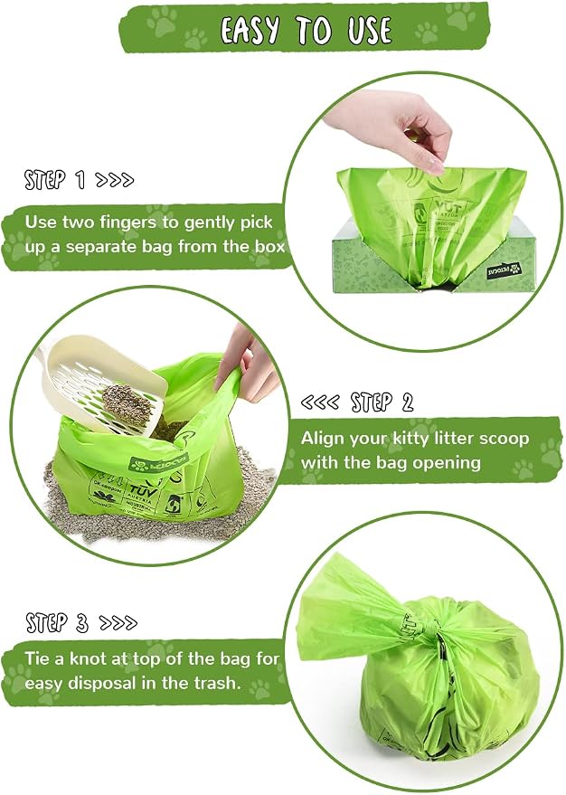 PETOCAT Cat Litter Liners and Cat Litter Bags for Poop Biodegradable Leakproof Durable Extra-Thick Kitty Litter Box Bag Cat Waste Disposal Bag - Image 4