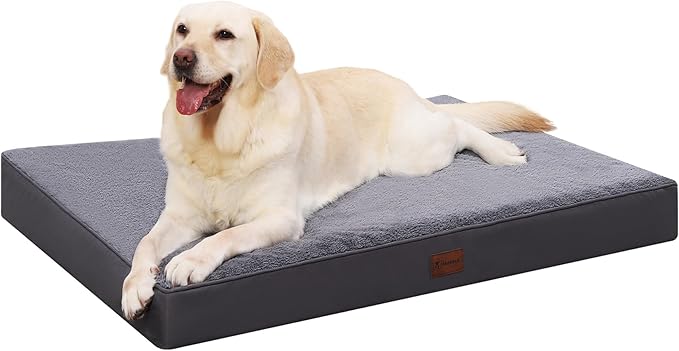 Waterproof Large Size Dog Crate Bed Orthopedic 36x27 Grey | Removable Washable Cover, Egg Crate Foam, Soft Plush Flat Pet Mat, Non-Slip Bottom, Fits Large Dogs Up to 65 lbs by MIHIKKPet%E2%80%99sHome