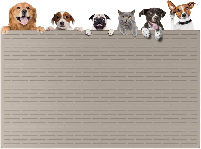 51.2"x25.6"(130cm×65cm) Largest Dog Food Mat, XXXXL Silicone Dog and Cat Mat for Food and Water Bowls, Thinken Waterproof Non-Slip XXXL Pet Feeding Mat for Floors, Brown by Goldleaf