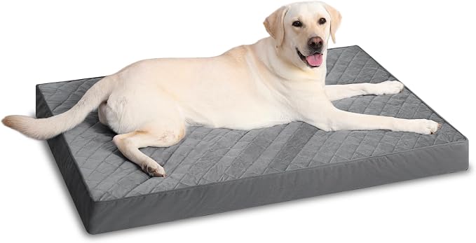 NUPIDA Orthopedic Dog Beds for Extra Large Dogs Waterproof Pet Mattress with Removable Washable Cover and Non-Slip Bottom, Quilting Bed for Crate, 47x29 Inch, Dark Gray by NUPIDAPet%E2%80%99sHome