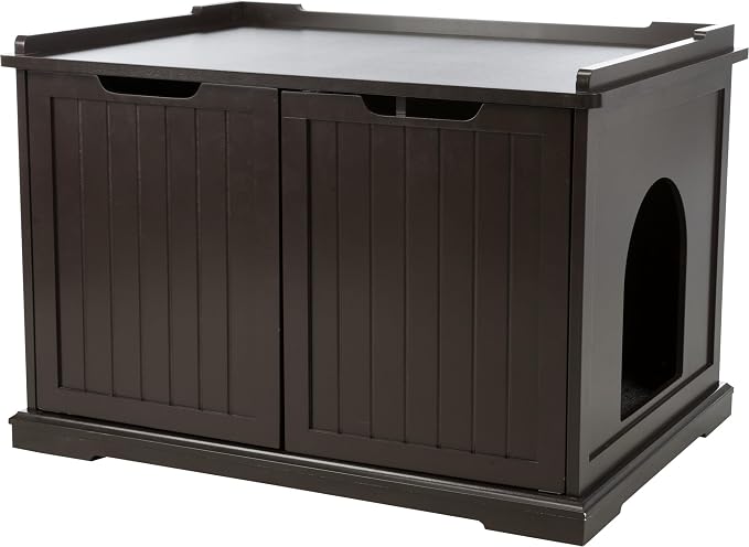 Trixie XL Furniture Litter Box Enclosure (Espresso Brown), Hidden Litter Box for Cats with Openings on Either Ends & Large Ventilations Slots, Double Doors for Easy Cleaning, Removable Divider by TRIXIE