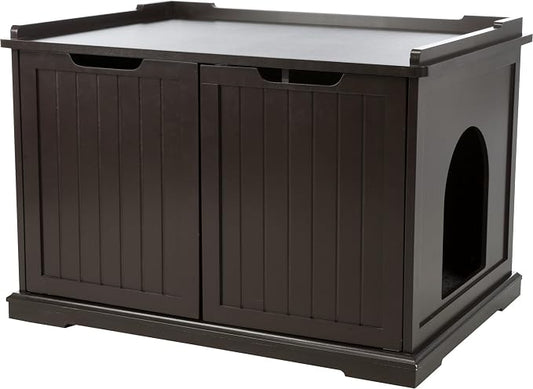 Trixie XL Furniture Litter Box Enclosure (Espresso Brown), Hidden Litter Box for Cats with Openings on Either Ends & Large Ventilations Slots, Double Doors for Easy Cleaning, Removable Divider by TRIXIE