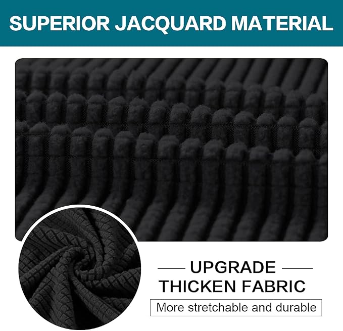 Turquoize 3 Piece Sofa Covers For 2 Cushion Couch Sofa Slipcover Soft Couch Cover For Dogs-Washable Sofa Furniture Covers With 2 Individual Cushion Covers, Feature Thick Fabric (2 Cushion Sofa, Black) - Image 3