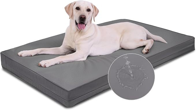 Vonabem Outdoor Waterproof Dog Bed Washable, Extra Large XL Pet beds 44 inch,Wipeable Leather Anti-Slip Kennel Pads with Removable Cover Reversible, 44"x32" Grey by Loveforfurrykids