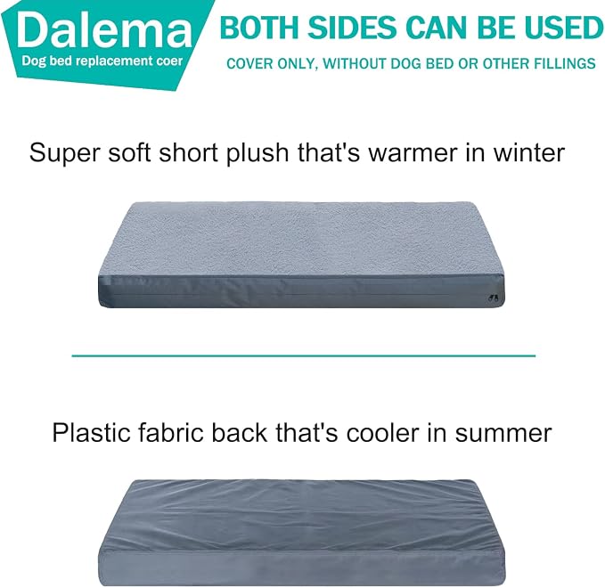 Dog Bed Cover 36L x 27W x 4H Inch,Heavy Duty Durable Waterproof Fluffy Soft Short Plush Replacement Dog Bed Covers,Washable Removable Pet Bed Mattress Cover with Zipper.Grey,Cover Only. - Image 6