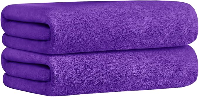 JML Microfiber Bath Towels, 2 Pack, 30" x 60", Violet | Oversized, Ultra Soft, Super Absorbent, Fast Drying, Perfect for Bathroom, Shower, Sauna, Yoga, Gym - Image 2