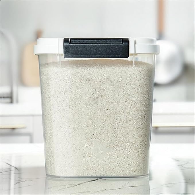 HANAMYA 30 LB Rice Storage Container with Measuring Cup, BPA free, For Rice | Grain | Pet Food | Flour, 2 coun, Clear & Black - Image 7