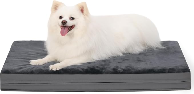 Waterproof Dog Bed Medium Size Dog, Washable Orthopedic Foam Crate Pad 30" | Outdoor Pet Bed, Reversible Faux Leather & Flannel, Durable Removable Cover, Anti-Slip Kennel Pad 29"x18" Dark Gray by Loveforfurrykids