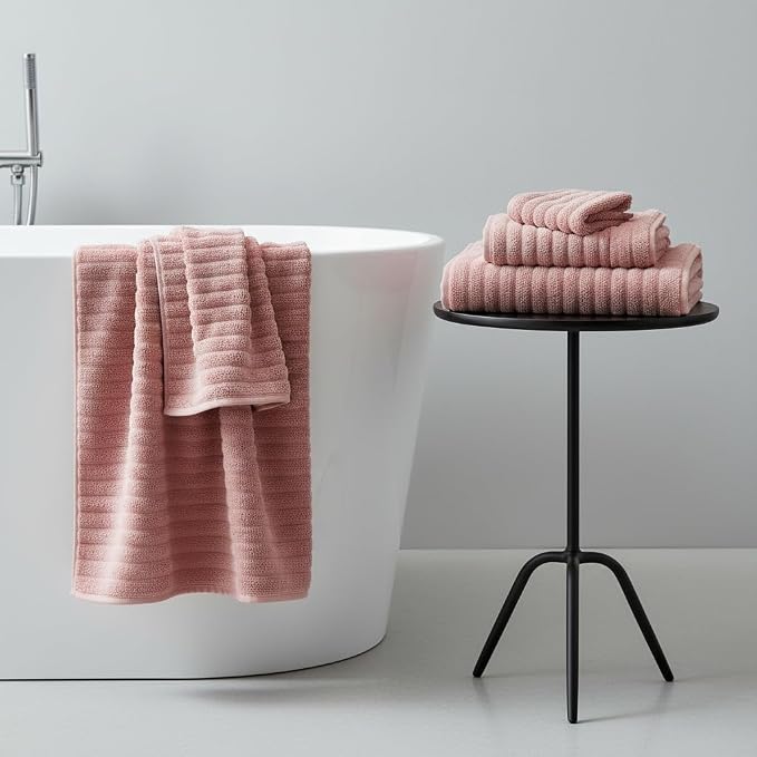 6 Piece Bath Towel Set, 30"x60" Microfiber Towels, Pink | Quick dry, Highly Absorbent,shower towels for bathroom gym,2 large Bath towels,2 hand towels,2 washcloths - Image 2