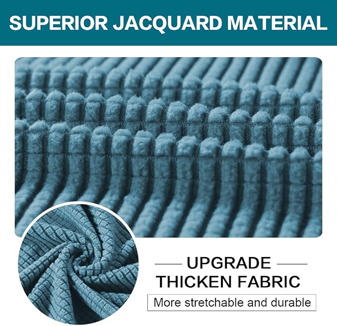 Turquoize 2 Piece Chair Covers Armchair Slipcovers for Living Room Armchair Sofa Cover with Individual Cushion Covers Feature Jacquard Fabric (Chair, Storm Blue) - Image 3