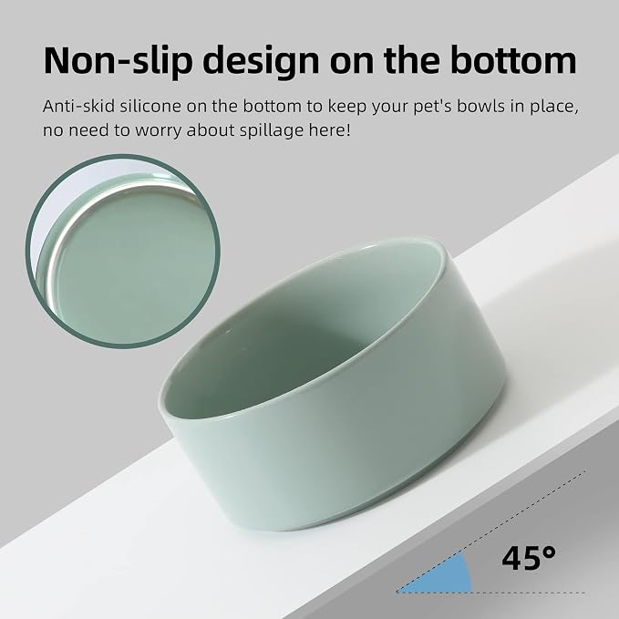 Havniva Elevated Dog Bowls Ceramic Dog Bowls with Stand, Dog Food Bowl | 7.3” Raised Dog Bowls with Non-Slip Wood Stand, Dog Food and Water Bowl Set, Double Dog Feeding Bowls for Medium Dogs - Image 3
