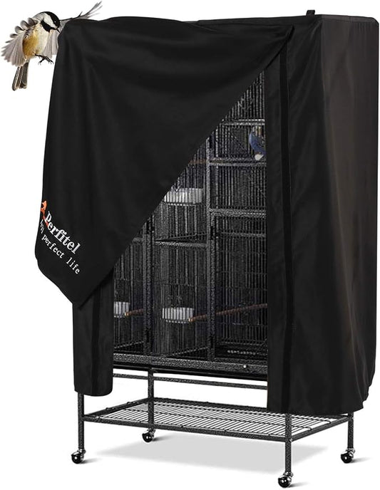 Universal Bird Cage Cover Black Good Night Blackout Birdcage Cover | Durable Breathable Washable Material, Create Quiet Environmente by Perfitel-tellperfectlife