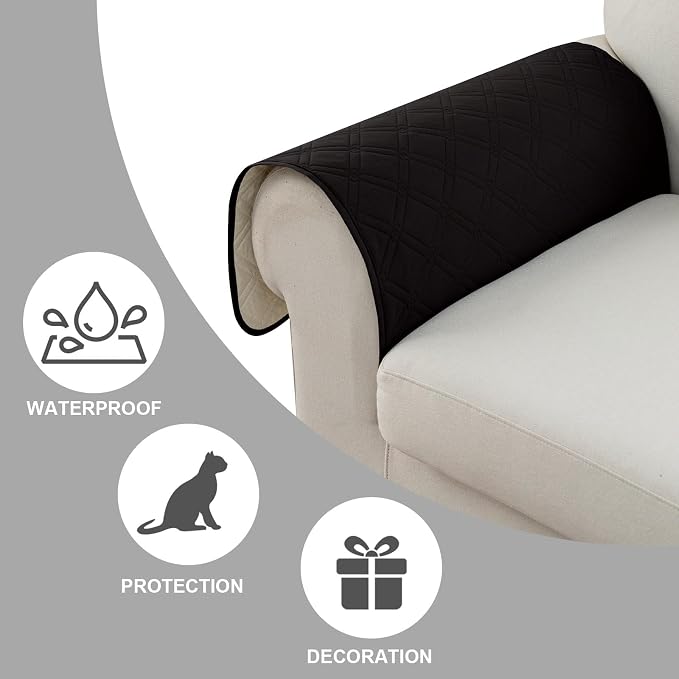 Genina Sofa Armrest Cover, Anti-Slip Armchair Slipcovers for Dogs Cats Pet, Water Resistant Couch Arm Cover for Backrest Recliner Loveseat, L Shaped Sofa, 23.6 x 27.5 Inches（2 Pieces） - Image 4