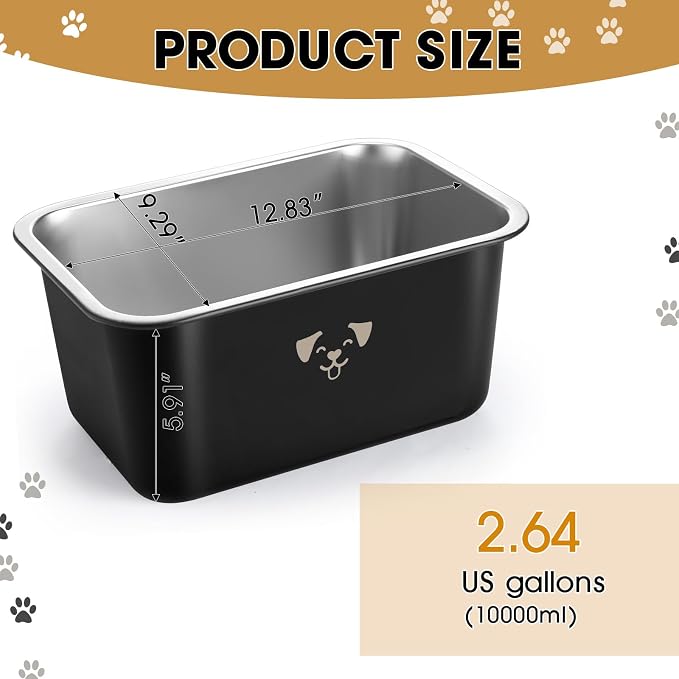 Sweetude 4 Pcs Stainless Steel Dog Bowls Bulk High Capacity Metal Dogs Food and Water Bowls for Large Dogs Pets(Black,2.64 Gallon) - Image 2