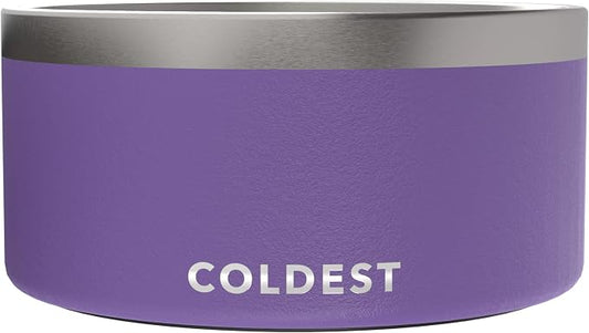 Coldest Dog Bowl - Anti Rust Metal, Non Slip, 3 Layers Insulated Stainless Steel Dog Bowls - Spill Proof & Heavy Duty - Water Bowl for Dogs, Cats & Pets, Dish Washer Safe (200 oz, Galaxy Purple) by Coldest
