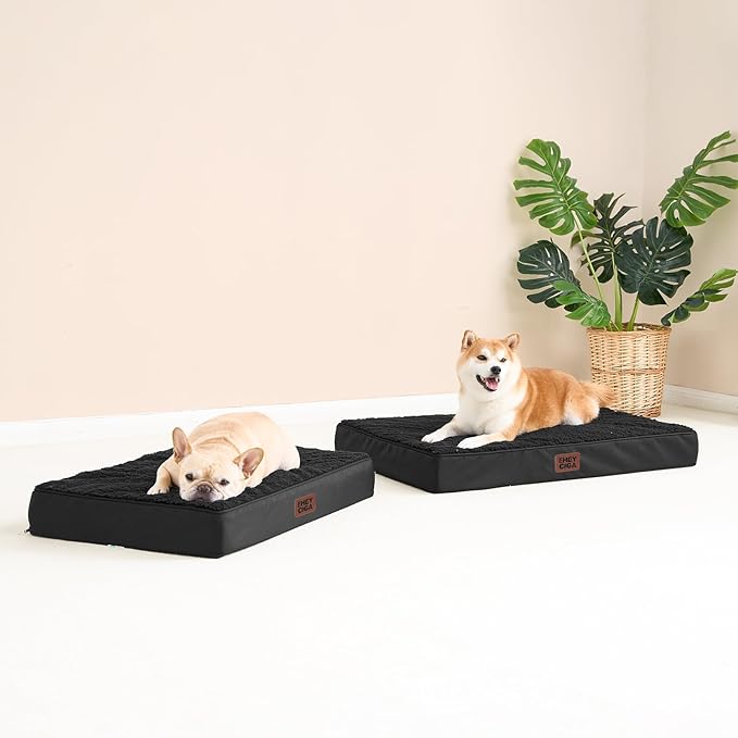 EHEYCIGA Orthopedic Dog Bed Large with Removable Washable Cover, 35IN Black | Egg Crate Foam Support, Durable Oxford fabric, Non-Slip Bottom, Machine Washable, Soft Waterproof Plush Pet Bed Mat For Crate - Image 5