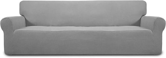 Easy-Going Stretch 4 Seater Oversized Sofa Couch Cover Light Gray | 1-Piece Extra X-large Sofa Cover Furniture Protector Couch Soft with Bottom for Kids, Spandex Jacquard by Easy-Going