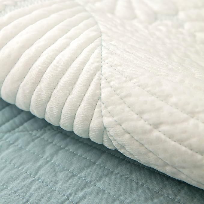 Solid Color Leaf Cotton Quilted Sofa Covers for 3 Cushion Couch Anti-Slip Soft Couch Cover for Dogs Pets Kids Recliner Loveseat L Shaped (Blue,28''x82'') - Image 6