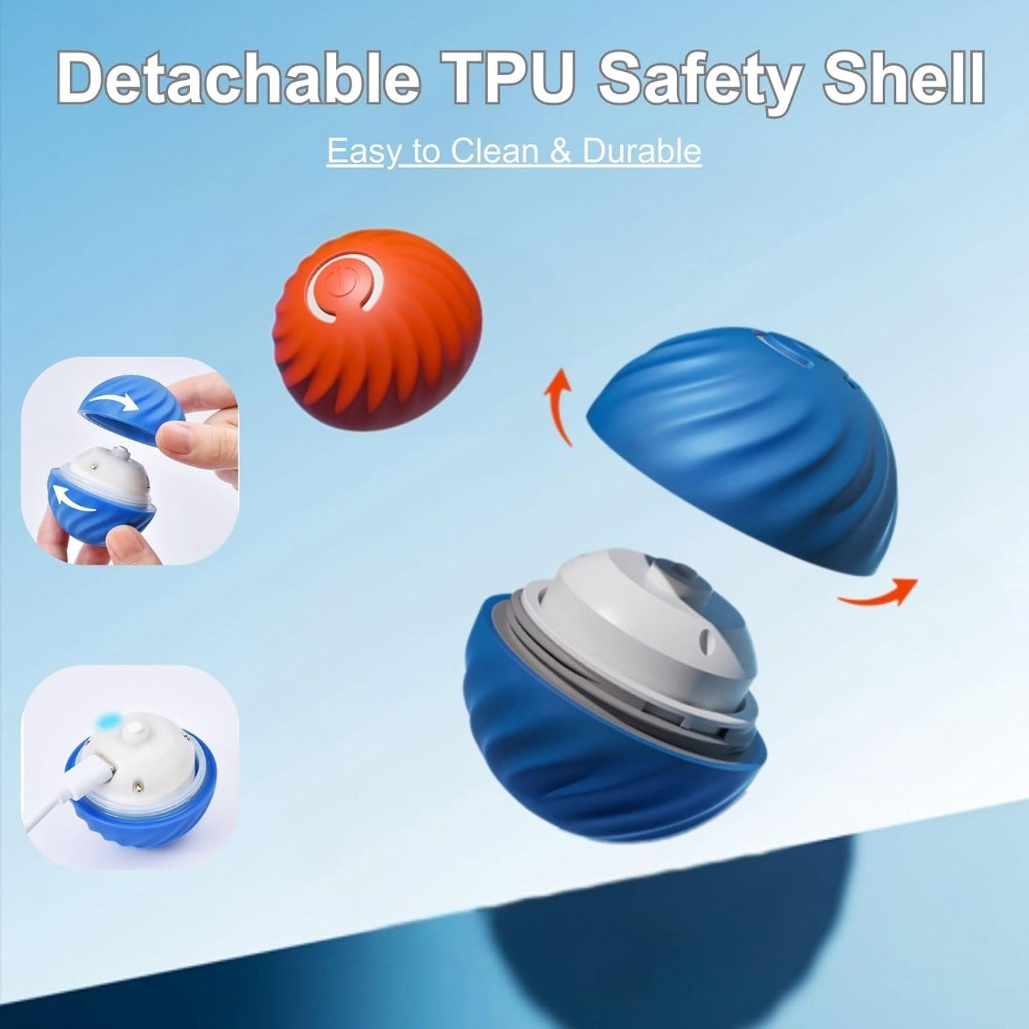 Zoomie Buddy 2.0, Zoomie Buddy for Dogs, 2 in 1 Smart Touch Interactive Dog Balls ＆ Pet Feeder, 2.83" Diameter, Suitable for Small/Medium Dogs, with Fruit Plush Cover (Orange, Tomato)