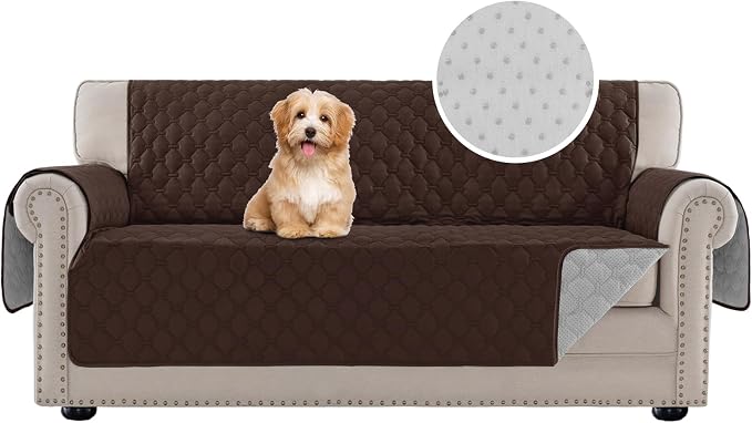 PrinceDeco Couch Covers for 3 Cushion Couch Quilted Sofa Slipcovers Water Resistant and Anti-Slip Furniture Protector Sofa Cover Pet Friendly Seat Width to 68"(Sofa, Brown) - Image 2