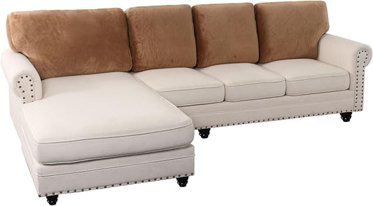 PrinceDeco Velvet Cushion Covers for Sectional Couch, Camel by PrinceDeco