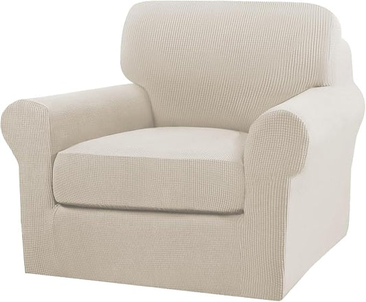 Turquoize 2 Piece Chair Covers Armchair Slipcovers for Living Room Armchair Sofa Cover with Individual Cushion Covers Feature Jacquard Fabric (Chair, Island Fossi) by Turquoize