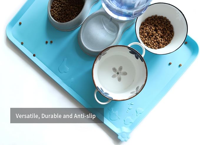 Hoki Found X-Large Silicone Pet Food Mats Tray - Non Slip Pet Dog Cat Bowl Mats Placemat - Dog Pet Cat Feeding Mat - Waterproof Dog Cat Food Mats -Pet Water Mats for Carpet - Arctic - Image 4