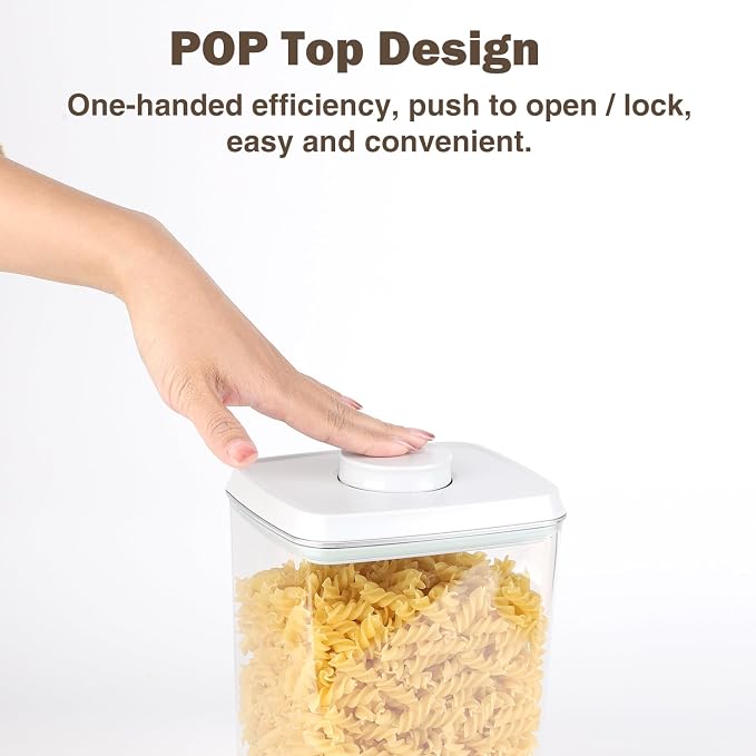 Melovom 12 Pcs Pop Food Storage Containers Airtight Food Storage Containers Set with Lids Kitchen Pantry Organization and Storage, 3.4Qt, 2.8Qt, 2.1Qt, 1.2Qt - Image 2
