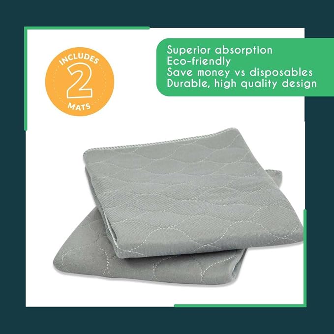 rocket & rex Grey Washable Reusable Pee Pads, Leak-Proof (22x22, 2pk) | For potty training, whelping & crate lining. OEKO-TEX, chemical-free. - Image 5