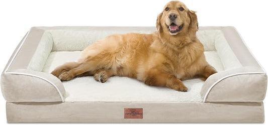 Comfort Expression Orthopedic Dog Bed for Extra Large Dogs with Bolster | Waterproof Dog Couch Bed with Washable Cover & Non-Slip Bottom, Supportive Egg Crate Foam XL Pet Bed, 42x30 Inch by ComfortExpression