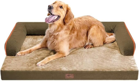 MEKIY Orthopedic Washable Dog Bed with Bolster for Medium to Large Dogs | Pillow Support for Neck Relief, Egg Crate Foam, Waterproof Liner, Anti-Slip Bottom, Removable Bolster Cover, 36 x 27 Inch by Mekiy