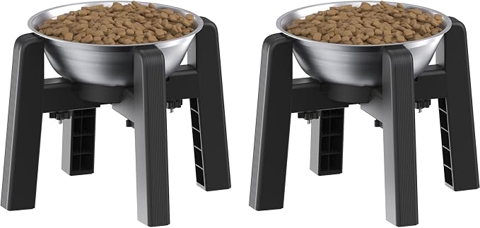 CZPET Dog Bowl Stand, 51 oz Large Capacity Stainless Steel Feeder (2 Pack) | Elevated Pet Water & Food Bowl for Medium Dogs, Stable and Anti-Slip Raised Bowl by CZPET