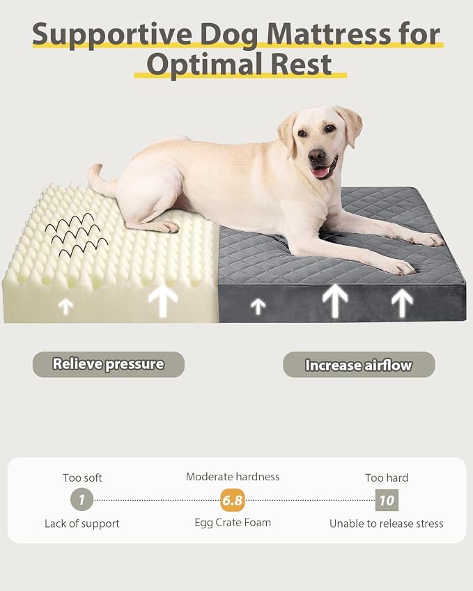 NUPIDA Orthopedic XL Dog Beds Large Sized Dog Waterproof Pet Bed for Crate with Removable Washable Cover and Non-Slip Bottom, 41x27 Inch, Dark Gray - Image 5