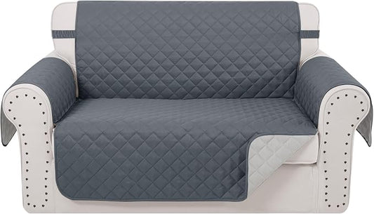 Reversible 45" Small Loveseat Sofa Covers, Dark Blue | Loveseat Covers for Dogs Water Repellent, Friendly Furniture Protector with Elastic Straps for Living Room by LuxshareHome