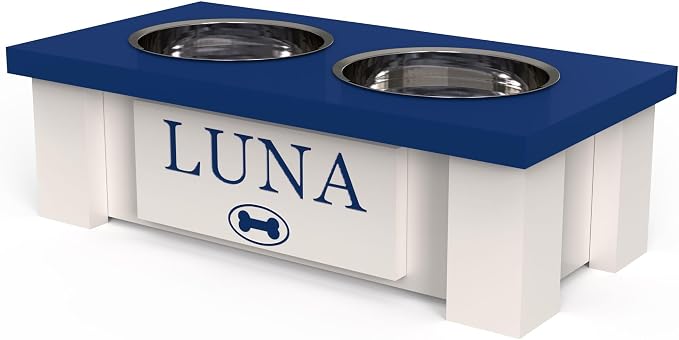 Elevated Dog Bowls for Small Dogs, Personalized Food Stand for Toy Breed | Farmhouse Style, Elevated Wood Stand, Storage Container, Stainless Steel Bowls, Raised Anti-Slip Feeder, Made in USA - Image 3