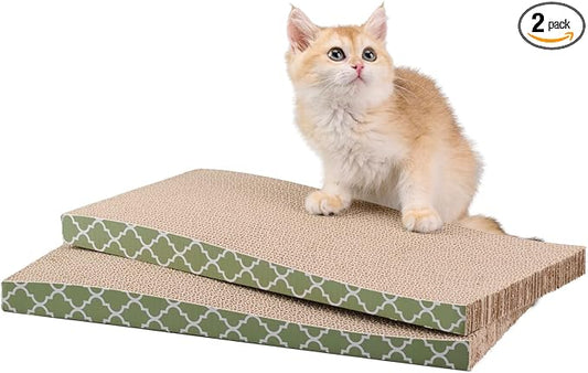 Cat Scratcher Cardboard Scratching Pads Scratch with Catnip 2PCS Reversible Corrugated Cardboard by MECOOL